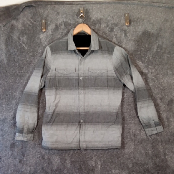 Travis Mathew Cotton Blend Fleece Lined Button Grey Black Mens Large - Picture 1 of 9